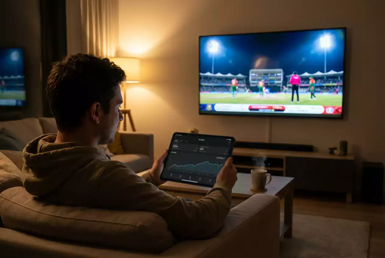 Cricket Live-Wetten mit dynamischen Quotenbewegungen am Laptop